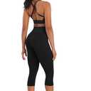 Women's High Waist Capri Leggings with Pockets Tummy Control Cropped Yoga Pants for Summer Fitness Workout Athletic (Black, L)