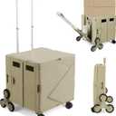 76L Folding Utility Cart Portable Rolling Crate Handcart Shopping Collapsible Tool Box with Stair Climbing Wheels,Hidden Lid,2 Rotate Wheels,for Grocery,Shopping,Office,Storage(Brown)