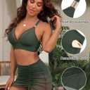 Blooming Jelly Womens High Waisted Bikini Sets Two Piece Tummy Control Swimsuits 2026 Mesh Swim Skirt Bathing Suit (S)