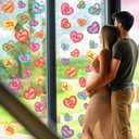 6 x Valentine's Day Window Clings Stickers 9 Sheets, Valentine Conversation Hearts Window Sticker Decor, Valentine Heart Decals Decorations for Glass Valentine's Day Wedding Anniversary Office Home