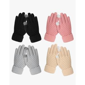 Clothclose 4 Pairs Kids Winter Gloves for Boys Girls, Warm Winter Glove for Kids, Knit Toddler Kid Gloves, Soft Kid Mittens