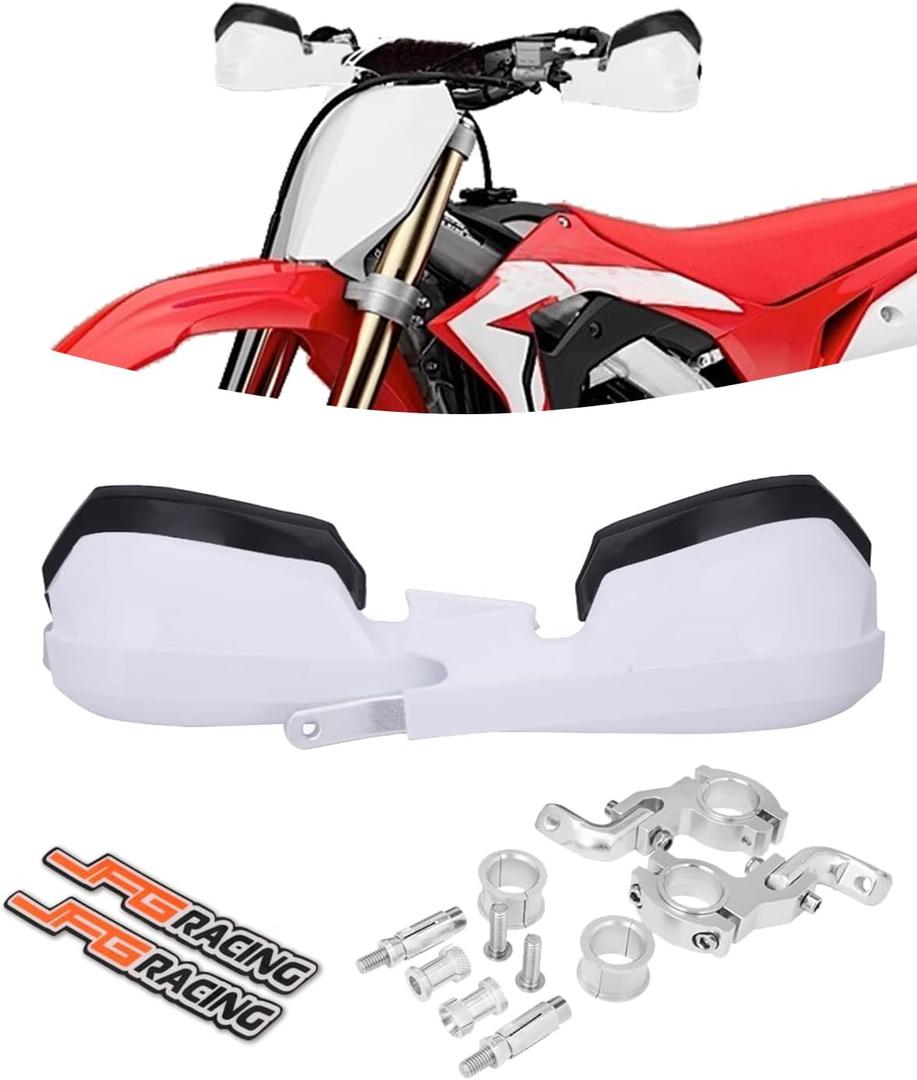 JFG RACING Handguards,Motorcycle Hand Guards Universal for 7/8" 22mm and 1 1/8" 28mm Handlebar for Dirt Pit Bike Motocross Enduro Snowmobile YZ KLR CRF TW TTR DRZ 125 150 200 250 350 450 - White