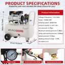 Ultra Quiet Air Compressor, Only 60dB, 6.4 Gallon Tank, Oil-Free, 110V/60Hz 2HP, 6.71CFM@115PSI, Air Compressor Perfect for Spray Painting, Auto Repair, Tire inflation, Woodwork nailing