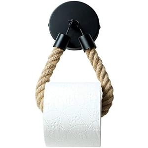 Nautical Rope Toilet Paper Holder, Hemp Rope Towel Holder - Self Adhesive and Drill Option, Retro Wall-Mounted for Kitchen Bathroom Home Decor