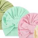 5 pcs Preemie Hats Cotton Preemie Caps Bows Turban Premature Baby Boys Girls Hospital NICU Hat