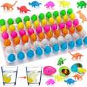 60PCS Small Hatching Dinosaur Eggs for Dinosaur Birthday Party Favors Summer Goodie Treat Bag Stuffers Classroom Carnival Prizes Bulk Pinata Fillers Novelty Grow in Water Dino Eggs with Toys Inside