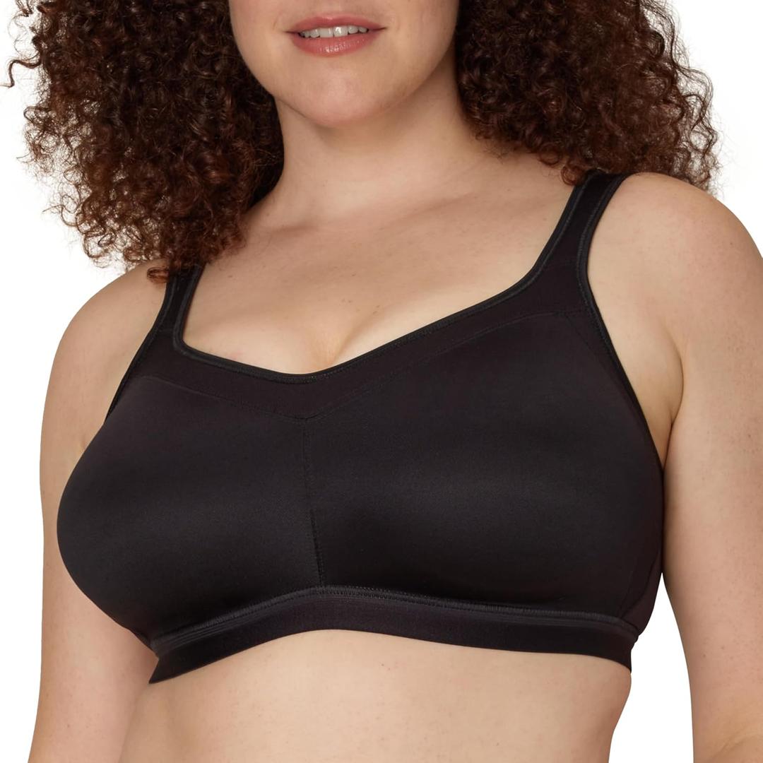 Playtex Women's 18 Hour Active Breathable Comfort Wireless Bra, Full Coverage Bra, Smoothing Support (42C, Real Black)