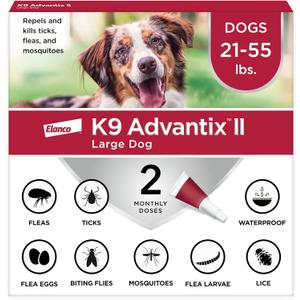 K9 Advantix II Large Dog Vet-Recommended Flea, Tick & Mosquito Treatment & Prevention | Dogs 21-55 lbs. | 2-Mo Supply (Packaging may vary)