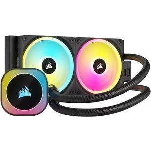 CORSAIR iCUE Link H100i RGB Liquid CPU Cooler - 240mm AIO - QX120 RGB Fans - Fits Intel LGA 1700, AMD AM5 - iCUE Link System Hub Included - Black
