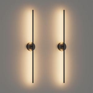 Modern Wall Sconces Set of Two 3000K 40In Hardwired Black Bathroom Sconce Vanity Light Bar 360 Rotate Warm Light for Bedroom Bathroom