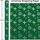 2 x Flyhill Christmas Wrapping Paper,Metallic Gold Embossed Foil Snowflake Green Gift Wrap for Holiday, Party,Celebration, New Year(17 Inch X 33 Feet)
