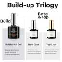 modelones Builder Nail Gel with Gel Top Coat, 3Pcs Clear Builder Nail Kit