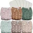 Mama Koala 3.0 Pocket Cloth Diapers for Babies with AWJ Lining, 6 Pack with 6 5-Layer Natural Cloth Diaper Inserts - Reusable and Washable Pocket Diapers(A-My Warm Heart)