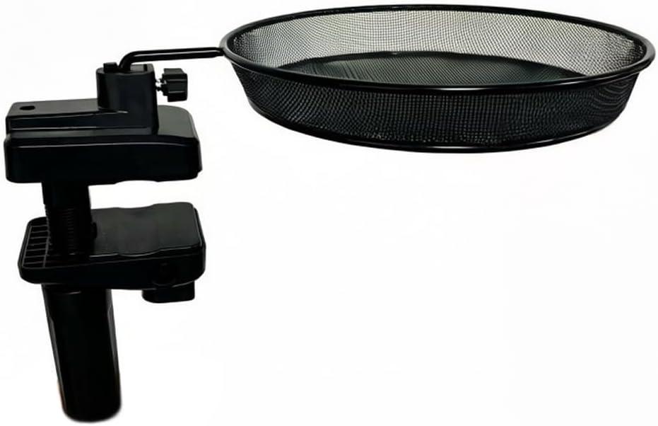 Railing/Fence/Pole Mount Bird Feeder 8" Metal Mesh Birdseed Tray for Deck/Balcony/Porch Wildbird Feeding Large Clamp(3" Max) Platform Wild Bird Feeder