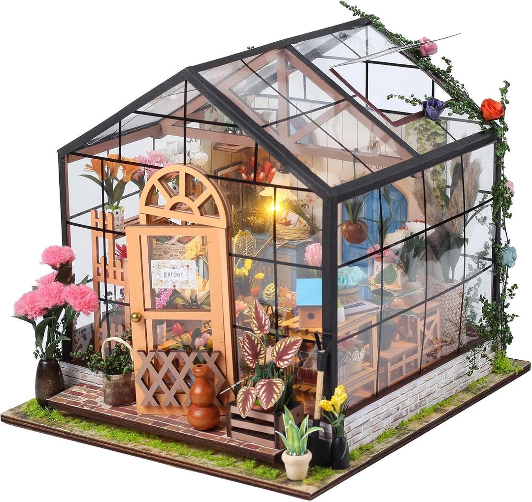 DIY Handmade Miniature Furniture, Wooden Diorama Book Nook House Kits Build Crafts for Adults, Miniature Street Tiny Library House Making Kit 1:24 Scale