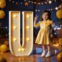 Marquee Letters 3 Feet Tall Large Light Up Letters U Happy Birthday Decorations Marry Me Engagement Party Decor Yellow Light Birthday Decorations Balloon Arch Kit Foam Sign U