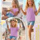 Girls' Short Sleeve T-Shirts | Scoop Neck Shirts, Summer, Sizes 5-14Y, Casual, Basic Tees, Tween, Lightweight, Soft, Loose Fit, Pleated, Cute