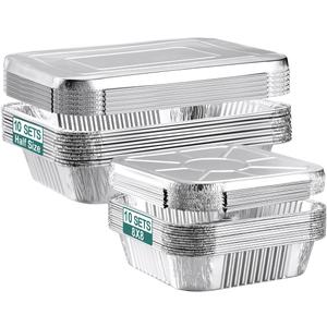 NEEBAKE 20 Set Disposable Aluminum Pans with Lids Assorted Sizes - 10 Large 10.25x12 Foil Pans Half Size & 10 Small 8x8 Tin Foil Baking Pans, Tin Trays Containers for Meal Prep, Food Cooking, Roasting