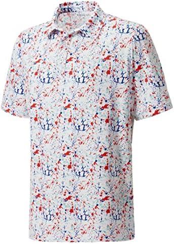 Men's Golf Polo Shirts Dry Fit Short Sleeve Print Performance Collared Polo Shirts, 3XL