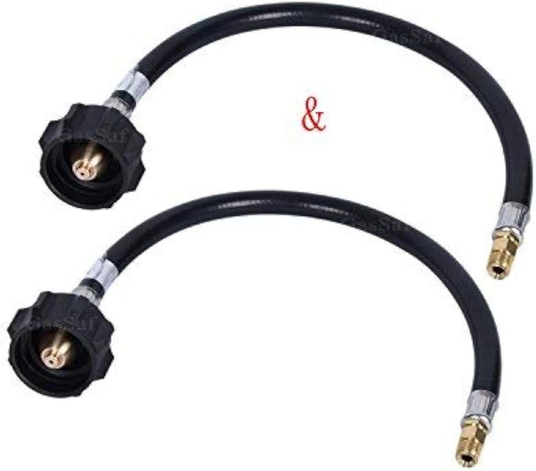GasSaf 18inch RV Pigtail Propane Hose QCC1 Connector with Acme and a 1/4'' Inverted Male Flare.(2 PCS) (1.5 Feet)
