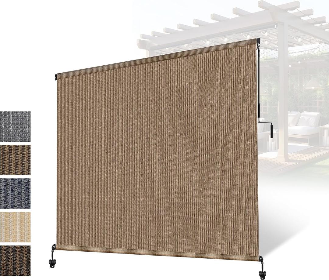 Patio Shades Roll Up Outdoor Roller Shade,Exterior Cordless Roll Up Outdoor Blinds for Patio, Gazebo Pergola Backyard Deck Porch Blinds Privacy Screen Protection UV Sun Blocking 7ft Wide x 8 H, 84"W x 96"H