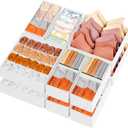 Criusia Drawer Organizer Clothes, 16 Pack Dresser Organizer Bins for Baby Clothes, Underwear Sock, Fabric Closet Organization and Storage Dividers for Nursery Bedroom (96 Compartments, White)