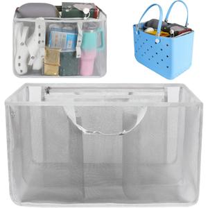 Beach Bag Organizer for Bogg Bag, Tote Bag Organizer Insert, Lightweight Mesh Divider with Zipper Pocket & 7 Compartments, Accessories Insert for XL Bogg Tote