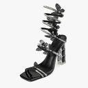 Womens Lace Up Sandals Square Open Toe Chunky High Heels Rhinestone Strappy High Block Heel Sandals Sparkly Dress Party Wedding Shoes, 9