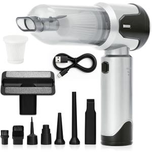 Car Vacuum Portable Cordless Handheld Cleaner, Mini Vacuum with 8 Attachments, Blower, Spray Lubricant & Microfiber Towels for Truck & Interior Cleaning