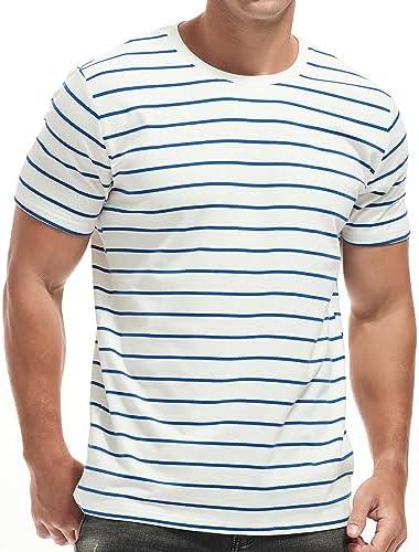 VEIISAR Men's Crewneck Striped T-Shirt Soft Elastic Cotton Tees XL VEIISAR Men's Crewneck Striped T-Shirt Soft Elastic Cotton Tees XL