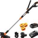 Worx 3 in 1 Cordless String Trimmer/Lawn Edger/Mini Mower, 12" Electric Weed Wacker with Command Feed, 20V Weed Eater with 5.5 LBS, Battery & Charger Included, WG170.2