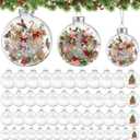 Wettarn 50 Pcs 4" 3.15" 2.36" Clear Plastic Flat Fillable Ornaments for Crafts Plastic Discs Christmas Hanging Ornaments Ball with Lid Rope for DIY Crafts Xmas Tree Home Decor Holiday Wedding Party