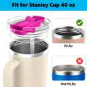 Leak Proof Lid Replacement for Stanley 40 oz, Flip Straw Lid Compatible with Stanley Cup 40oz, Stanley Accessories 40 oz (Rose+Beige)