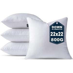 22 x 22 Pillow Inserts Set of 4 Down Alternative Throw Pillow Inserts Large Fluffy Decorative Pillow White Square Pillows Stuffing for Living Room Couch Bed Sofa Interior Cushions