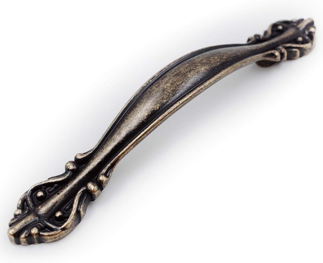 Jetland Cabinet Hardware Handle Pull - 5-Pack, Antique Bronze, 3" (76mm) Hole Centers, PW8803AQ76