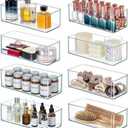Qilinba 8 PACK Drawer Organizer Bins Bathroom Deep Drawer Silverware Organizers Clear Stackable Storage Bins for Vanity, Pantry, Office, Cabinet, Kitchen Counter Organization and Storage