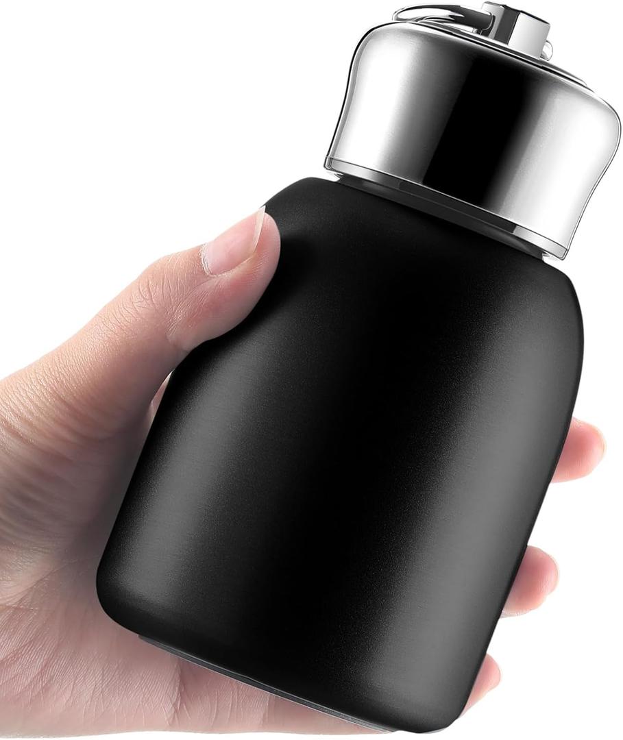Mifoci 1 Pcs 10oz Mini Water Bottles Stainless Steel Slim Insulated Thermal for Hot Cold Drink Thermal Small Vacuum Portable Water Bottle for Women Gifts Travel Camping Hiking (Black)