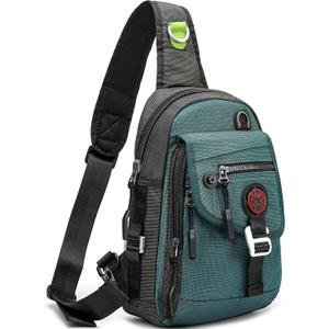 NICGID Sling Bag Chest Shoulder Backpack Crossbody Bags for Tablet Laptop Outdoor Hiking Men Women (Dark Green-2629)