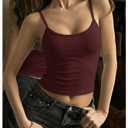 RoseSeek Women's Striped Tank Top Y2K Crop Tops Spaghetti Strap Cami Tops (Red, L)