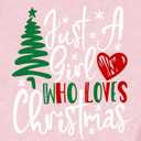 Womens Christmas Shirts Just A Girl Who Loves Christmas T-Shirt Xmas Tree Tee Tops M, Pink