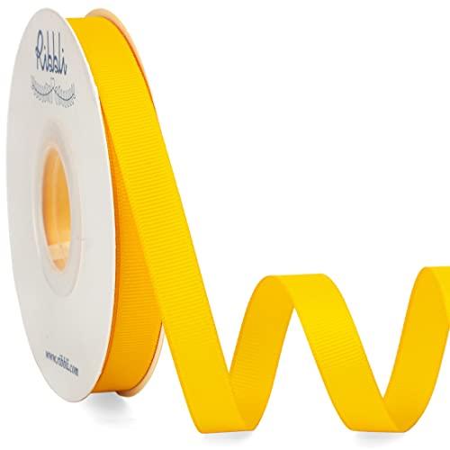Ribbli Maize Yellow Grosgrain Ribbon, 1/2 inches x Continuous 25 Yards, Use for Bows DIY Hair Accessories,Gift Wrapping, Craft and Sewing