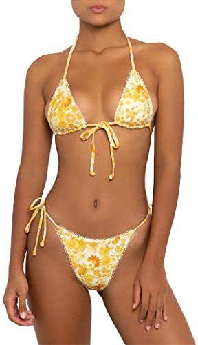 Bikinis Swimsuit Set for Women Swimwear Triangle Bathing Suit Tie String Thong Small