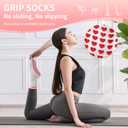 Cute Pilates Socks with Grips for Women Non-slip Grippy Yoga Sock Crew Size 7-9 for Barre Ballet Barefoot Workout (White)