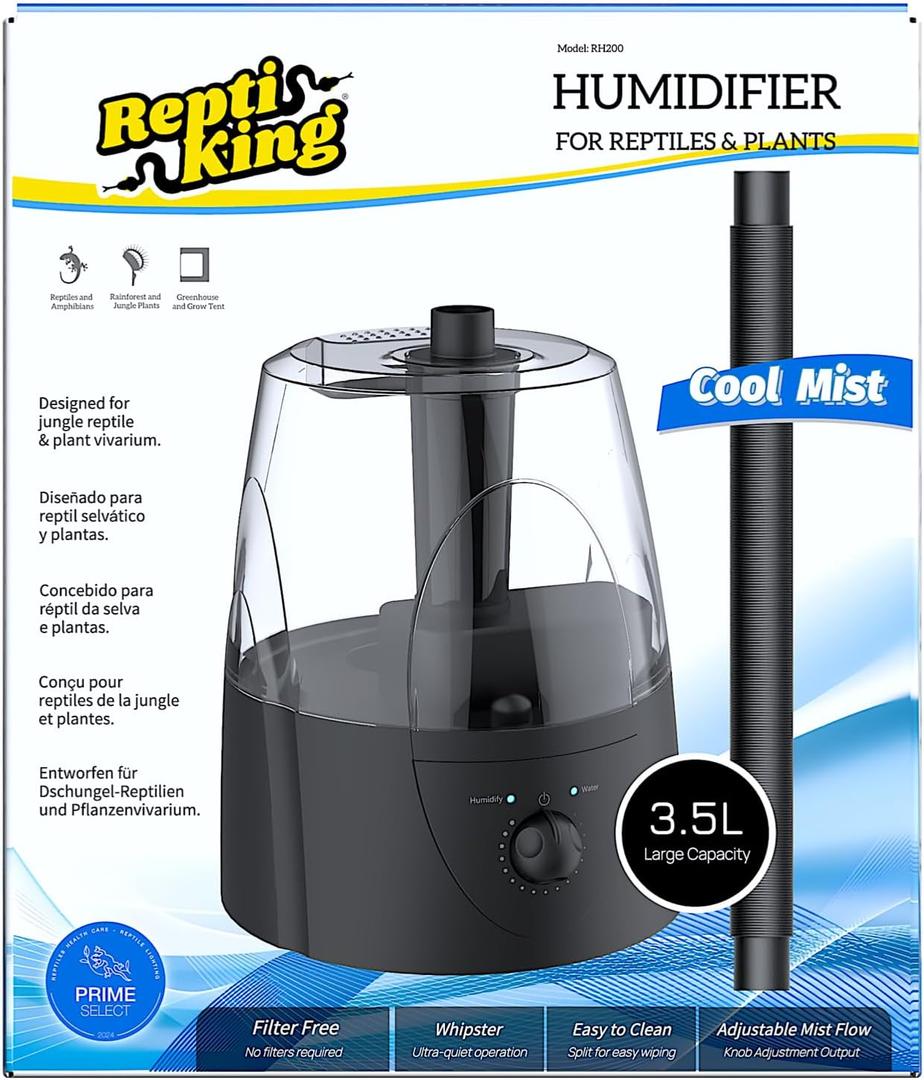 Reptile Fogger, Terrarium Humidifier, Plant Humidifier, Fog Machine Mister for Reptiles and Plants Vivarium, 3.5L Large Capacity, Ideal for Reptiles/ Amphibians/ Grow Room/ Grow Tent Humidifiers