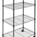 Whitmor 4 Tier Shelving Unit, Adjustable Storage Shelves with Wheels, Wire Shelving, 400 lbs Capacity per Shelf, Max 1600 lbs Total for Laundry, Kitchen, Garage, 24" L x 14" W x 47" H, Black (4-TIER,24"L x 14"W x 47"H)