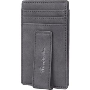 Travelambo Money Clip for Men Magnetic Front Pocket Wallet Slim Wallet Minimalist Card Holder RFID Blocking (Black Smooth)
