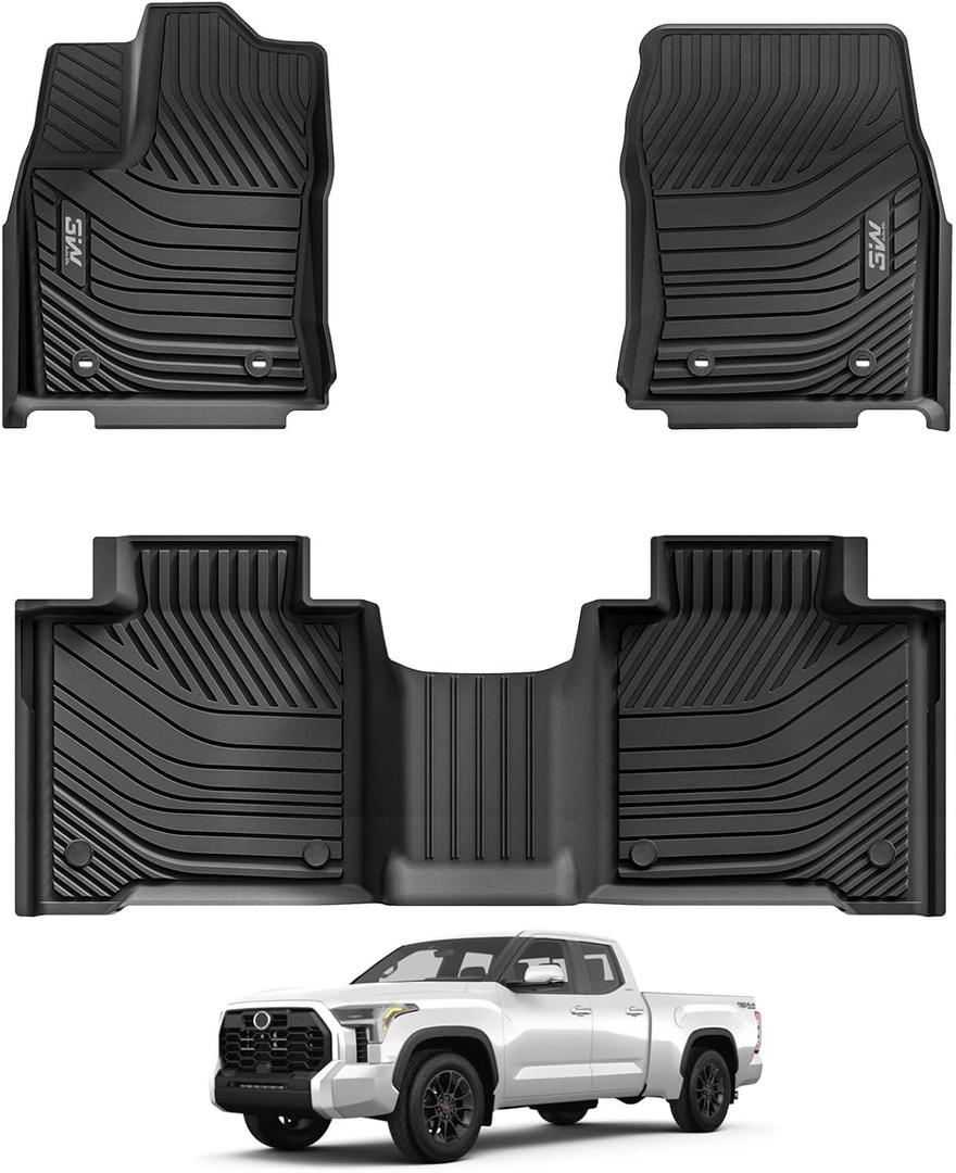 3W Floor Mats Fit 2022-2026 Toyota Tundra (Only for CrewMax Cab), TPE All Weather Custom Fit Floor Liner for Tundra SR/SR5/TRD PRO/Limited/Platinum/Castone Accessories Car Mats Easy Clean