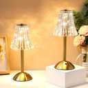 Liliful 8 Pcs Cordless Table Lamp Rechargeable Touch LED Small Gold Portable Battery Operated USB-c Desk Lamp 3 Color Dimmable for Bedroom Living Room Dining (Gold,Rose Style)