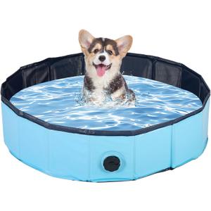 Ringling Dog Pool, Foldable Dog Swimming Pool Collapsible Pet Bathtub for Pets Cats 39"x12"(Blue M)