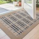 LUMI Door Mat Indoor Entrance, Dirt Resist Low Profile Entryway Mats, Non-Slip Rubber Backing Indoor Door Mat, Inside Thin Doormats for Floor, Front Door, Garage, 18"x30", Khaki Houndstooth